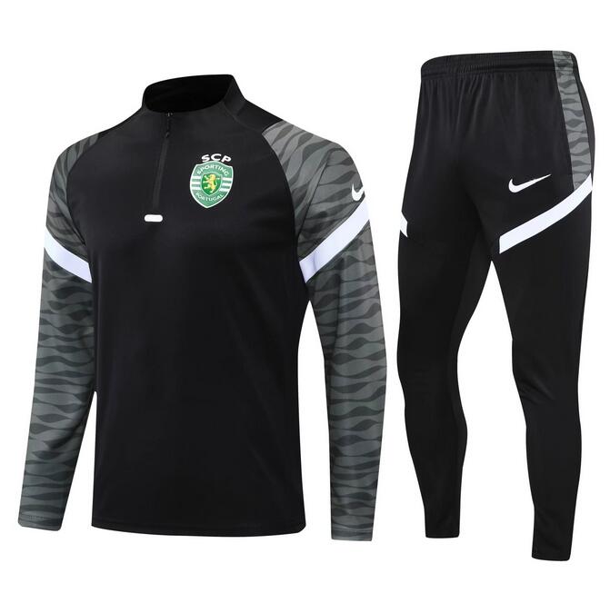 2021/22 Sporting Lisbon Black Training Kits Sweatshirt with Pants